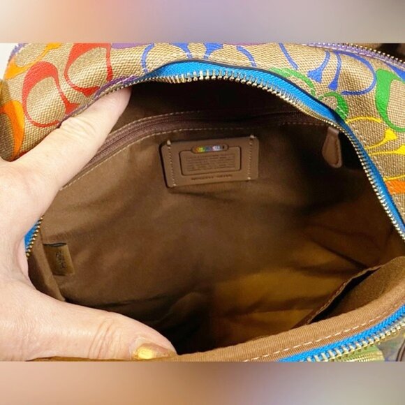 Coach Rainbow Signature Coated Canvas Backpack Handbag - Picture 3 of 10